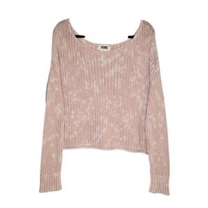 Victoria's Secret PINK Womens bleach tie-dye knit long sleeve Cropped‎ Sweater S